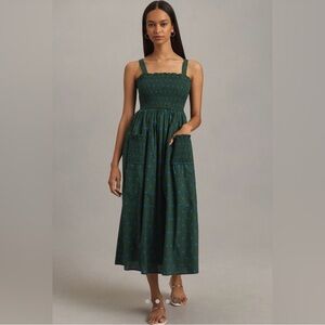 Anthropologie Pinnacle by Shruti Sancheti Smocked A-Line Midi Dress Small